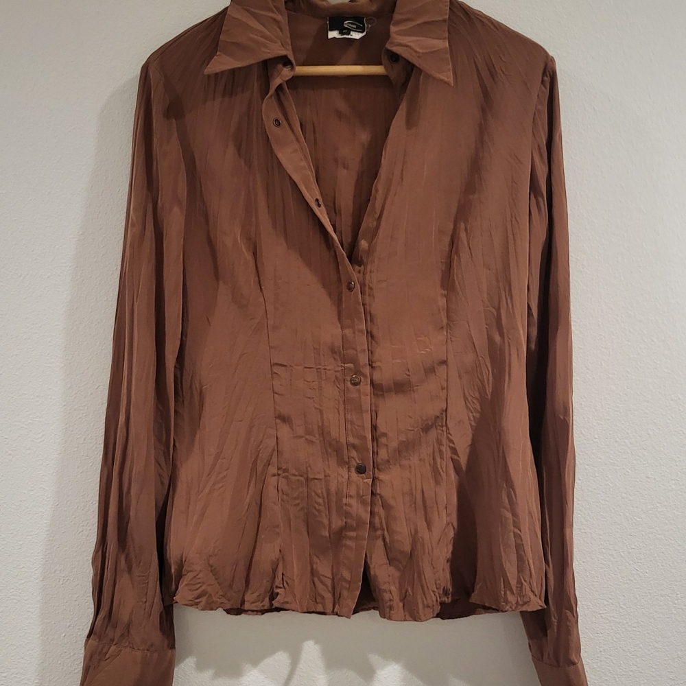 Brown Just Cavalli Italy Medium button-down shirt